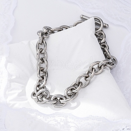 Tarnish Resistant 304 Stainless Steel Cable Chain Bracelets X-BJEW-G618-04P-1