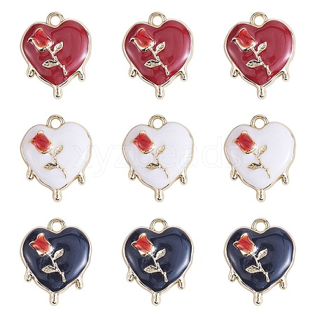 9Pcs 3 Colors Alloy Enamel Pendants FIND-SZ0002-94-1