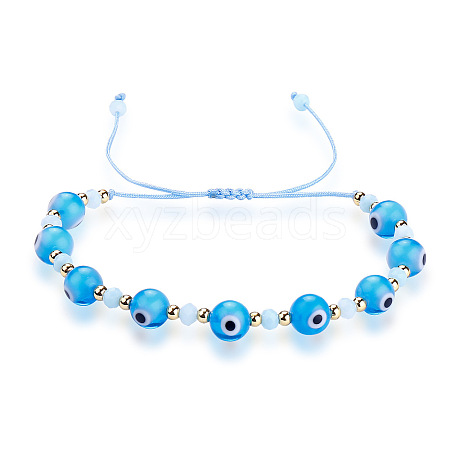 Glass Evil Eye Braided Bead Bracelet QD5460-4-1