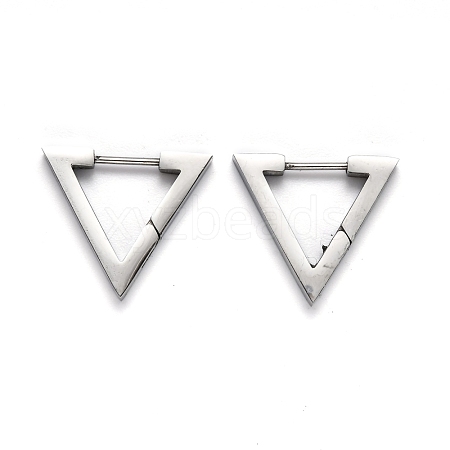 304 Stainless Steel Triangle Huggie Hoop Earrings STAS-H156-02A-P-1