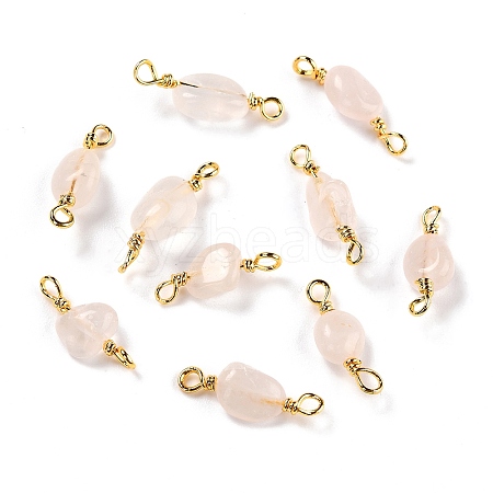 Natural Rose Quartz Links Connectors G-K316-02E-G-RS-1