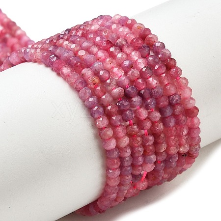 Faceted Rondelle Natural Red Tourmaline Bead Strands G-F289-45-1