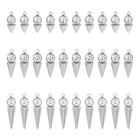 Unicraftale 30Pcs 3 Styles  202 Stainless Steel Pendants STAS-UN0049-62-1