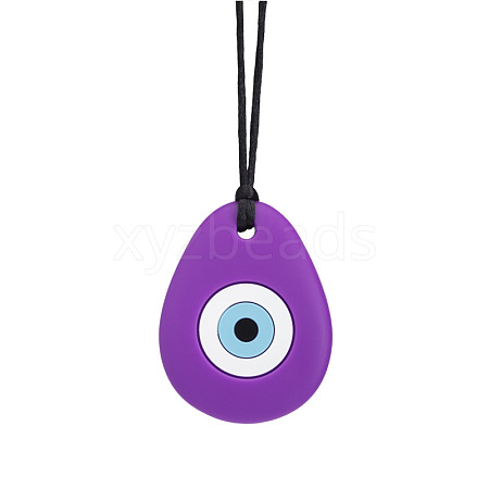 Teardrop with Evil Eye Food Grade Eco-Friendly Silicone Pendants PW-WG15AD8-05-1