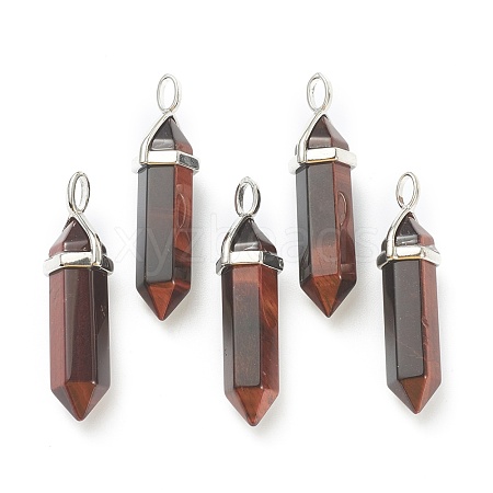 Natural Tiger Eye Pointed Pendants G-M378-01P-A20-1