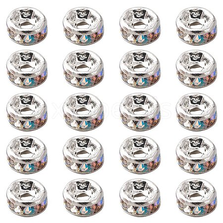 Brass Rhinestone Spacer Beads RB-YW0001-04A-02S-1