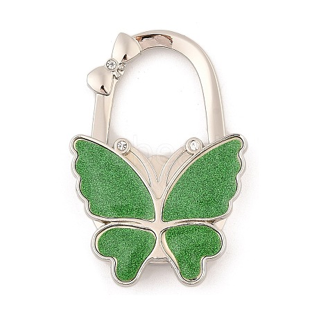 Glitter Butterfly Zinc Alloy Crystal Rhinestone Bag Hanger BAGH-F001-A03-1