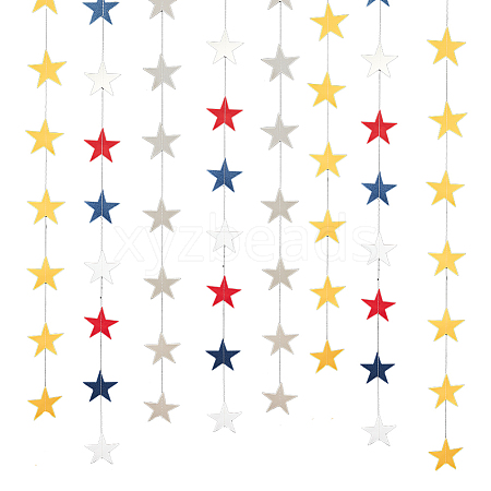 AHADEMAKER 6 Bags 3 Colors Glitter Paper Star Garland Banner Decoration AJEW-GA0004-82-1
