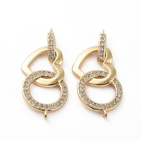 Brass Micro Pave Clear Cubic Zirconia Links Connectors X-ZIRC-L076-035G-1