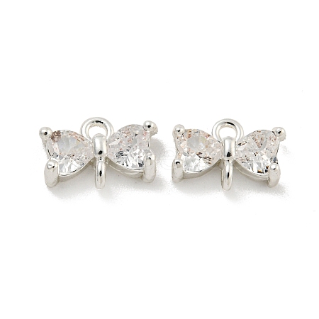 Brass Pave Clear Cubic Zirconia Connector Charms KK-B096-04S-1