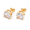 6 Pairs Cubic Zirconia Flat Round Stud Earrings EJEW-G291-05D-M-7