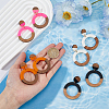 3 Pairs 3 Colors Resin & Wooden Donut Dangle Stud Earrings with 316 Surgical Stainless Steel Pins EJEW-FI0002-47-4