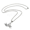 Non-Tarnish 304 Stainless Steel Dumbbell Pendant Necklaces NJEW-Z023-01P-1