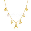 Bohemian Summer Beach Style 18K Gold Plated Shell Shape Initial Pendant Necklaces IL8059-10-1