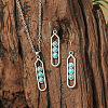 Bohemian Ethnic Style Zinc Alloy & Synthetic Turquoise Pendant Necklaces & Dangle Earrings Sets WG7E01E-02-1