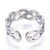 304 Stainless Steel Wave Open Cuff Ring RJEW-N040-36-3