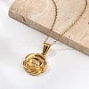 304 Stainless Steel Rose Pendant Necklaces for Women NJEW-S439-01A-G-2