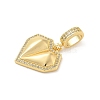 Brass Micro Pave Clear Cubic Zirconia Heart European Dangle Charms KK-U044-12G-2