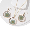 Inner Dried Flower Resin Dangle Earring & Pendant Necklaces Sets SJEW-FS00005-1