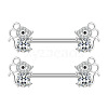 304 Stainless Steel Clear Cubic Zirconia Nipple Barbells WG1DC98-07-1