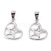 Rhodium Plated 925 Sterling Silver Heart with Star Pendants STER-T007-50P-1