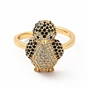 Cubic Zirconia Penguin Open Cuff Ring KK-A180-55G-2