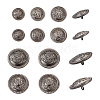 80 Pcs 8 Styles Brass Shank Buttons BUTT-TA0001-10-1