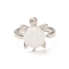 Natural Quartz Crystal Turtle Open Cuff Ring RJEW-P082-01P-27-2