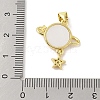 Rack Plating Planet Brass Clear Cubic Zirconia Synthetic Shell Pendants KK-S380-14G-3