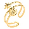 Vintage Titanium Steel Sun Star Wrap Open Cuff Ring for Women Men RK7916-2-1