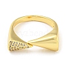Rack Plating Brass with Clear Cubic Zirconia Triangle Open Cuff Rings RJEW-Q784-19G-2