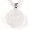 Natural Quartz Crystal 4.5mm Round Beaded Rock Crystal Flower Pendant Necklaces NJEW-T016-04P-4