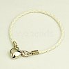 PU Leather Braided Charm Bracelets BJEW-JB00785-01-1