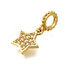 Brass Micro Pave Clear Cubic Zirconia Star European Dangle Charms KK-M313-30G-2