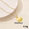 Stylish Stainless Steel Geometric Flat Round Pendant Necklace for Women PD6789-12-1