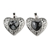 Natural Snowflake Obsidian Peach Love Heart Pendants G-G158-01G-1