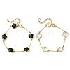 2Pcs 2 Colors Glass Flower Link Bracelets BJEW-JB10586-1