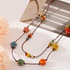 Bohemian Handmade Colorful Porcelain Beaded Waxed Cord Long Necklaces for Women FS-WGF474B-04-2