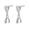 Anti-Tarnish Rhodium Plated 925 Sterling Silver Dangle Stud Earing Settings STER-K038-008P-1