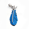 304 Stainless Steel Rhinestone Large Feather Pendants STAS-E090-88-2