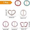  7Pcs Flower & Flat Round & Butterfly & Heart Alloy Rhinestone Buckles JEWB-NB0001-11-2