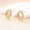 Ion Plating(IP) 304 Stainless Steel Twist Rope Ring Stud Earrings for Woman EJEW-N097-006LG-5