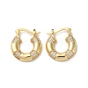 Brass Pave Clear Cubic Zirconia Hoop Earrings for Women EJEW-M258-01G-1