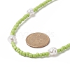 Plastic Pearl & Glass Seed Beaded Necklace for Women NJEW-JN04244-6