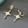 Brass & Cubic Zirconia Hoop Dangle Earrings WG4AE01-01-2