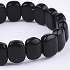 Natural Dyed & Heated Black Agate Stretch Bracelets BJEW-S039-05B-4