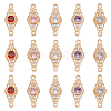 BENECREAT 15Pcs 5 Colors Brass Pave Cubic Zirconia Connector Charms ZIRC-BC0001-17-1