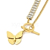 Ion Plating(IP) 201 Stainless Steel Crystal Rhinestone Butterfly Pendant Necklaces NJEW-K270-19G-2