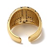 Rack Plating Brass Micro Pave Cubic Zirconia Wide Cuff Rings for Women RJEW-G323-04G-3