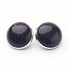 Natural Dyed & Heated Black Agate Brass Clip-on Earrings EJEW-A051-A010-1